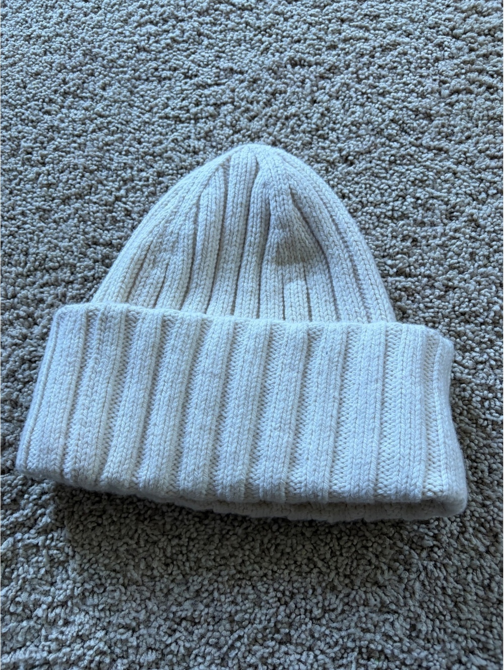 Everlane Cream Wool Cashmere Ribbed Beanie Hat One Size (OS) thick